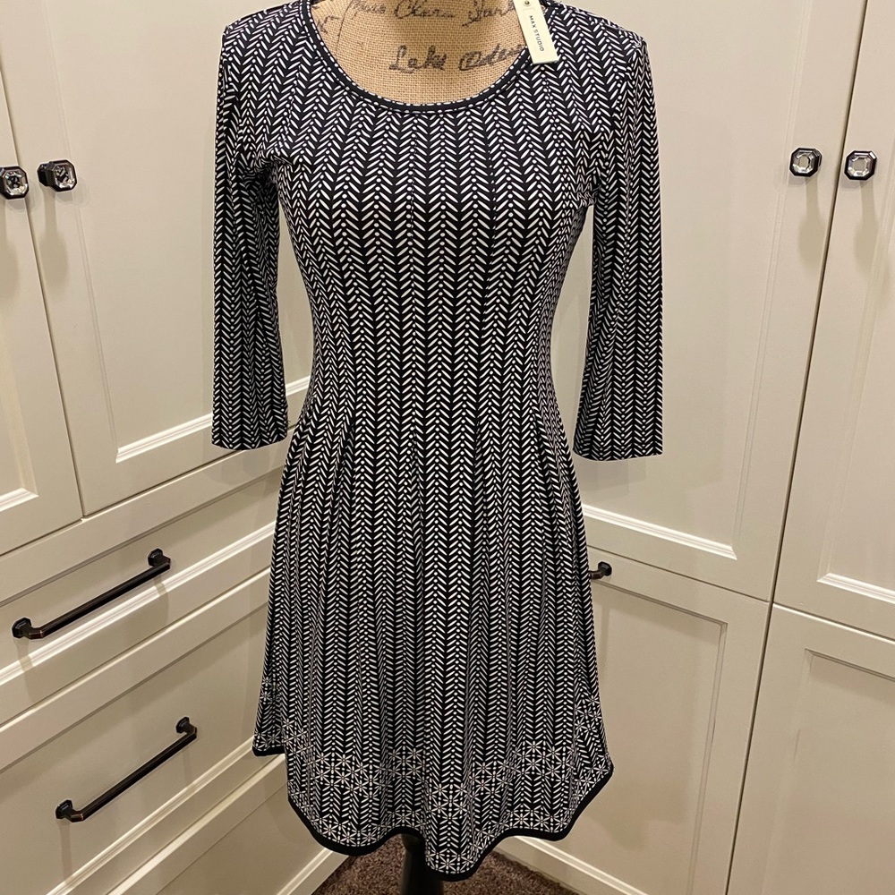 NWT Max Studio Black and White Print Dress XS